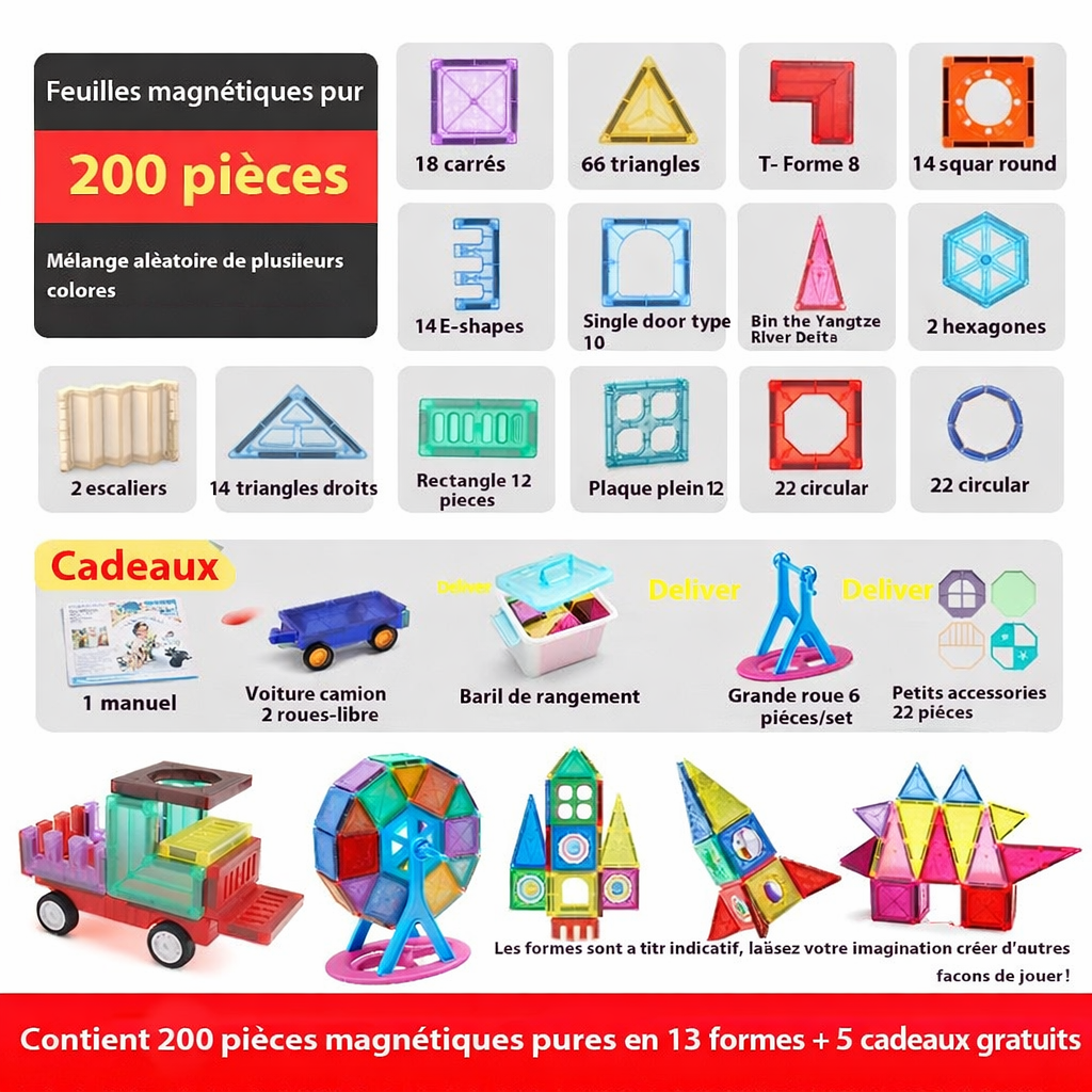 Blocs de construction de carreaux magnétiques légers pour enfants