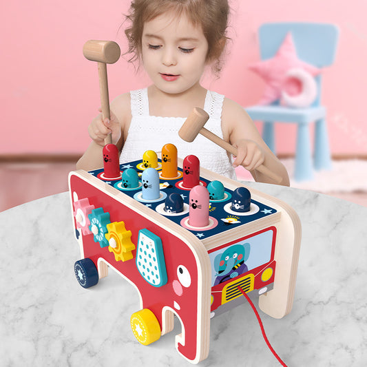 Banc à Marteler Montessori en Bois – Bus Animaux Musical | Jouet Éducatif Bébé 1 2 3 ans