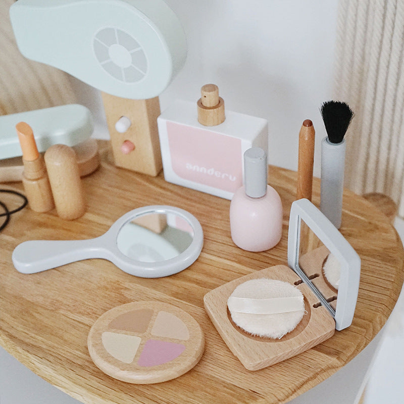 Ensemble de jouets de maquillage en bois, kit de maquillage 2 en 1 pour filles