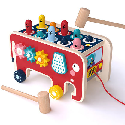 Banc à Marteler Montessori en Bois – Bus Animaux Musical | Jouet Éducatif Bébé 1 2 3 ans